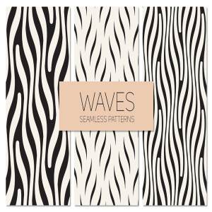 波浪图案无缝纹理 Waves. Seamless Patterns Set 2