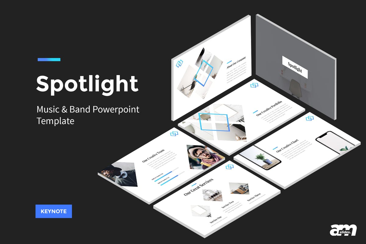 创业型公司/企业业务介绍Keynote幻灯片模板 Spotlight – StartUp Keynote Template