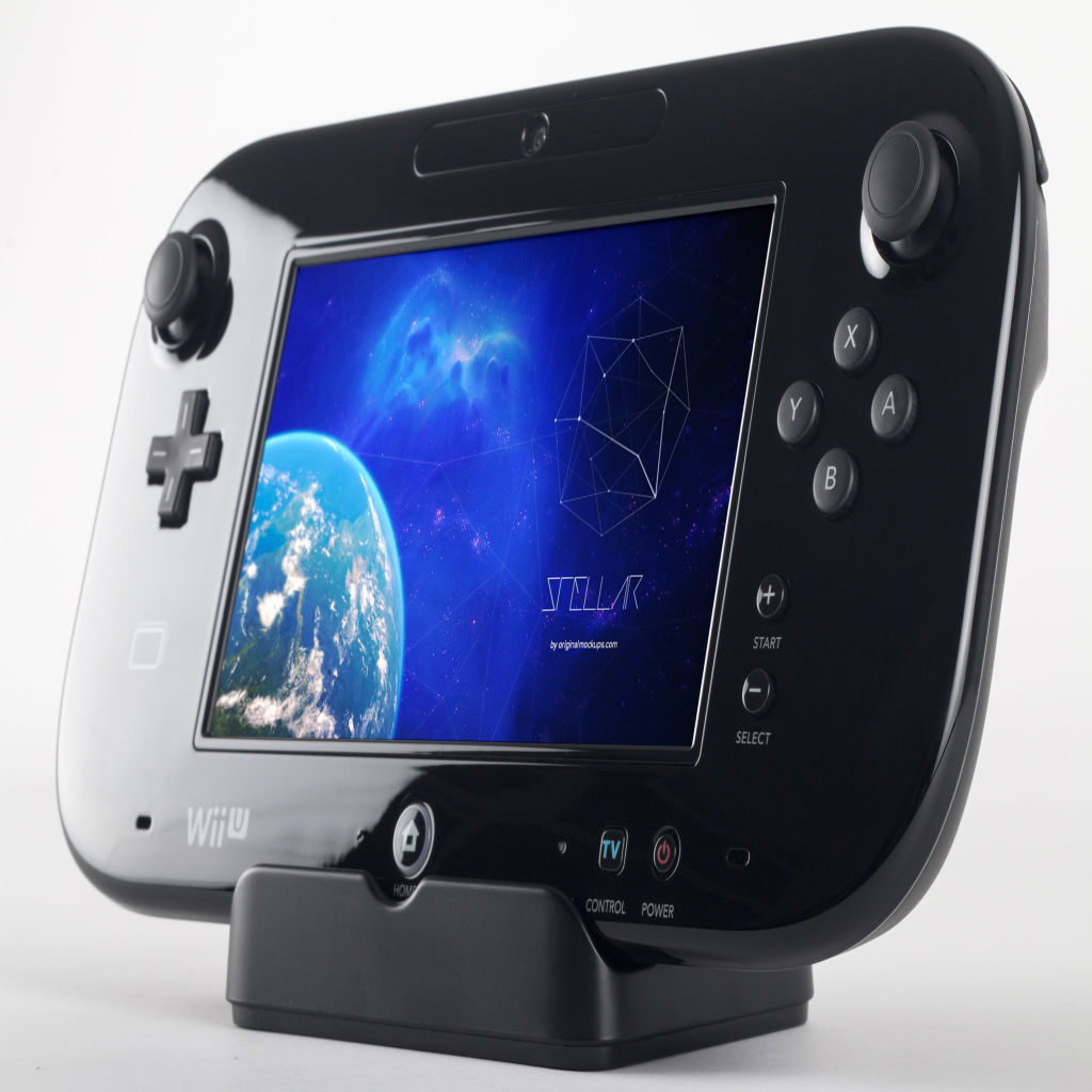 Wii U豪华掌上游戏机游戏设计预览样机02 Wii U Deluxe Gamepad Mockup 02插图