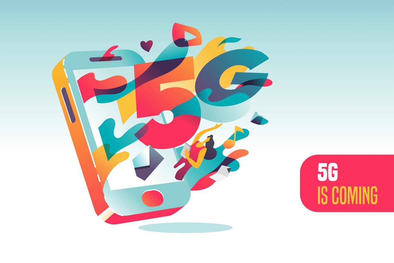 5G商用即将到来科技主题矢量插画素材 5G connection is coming