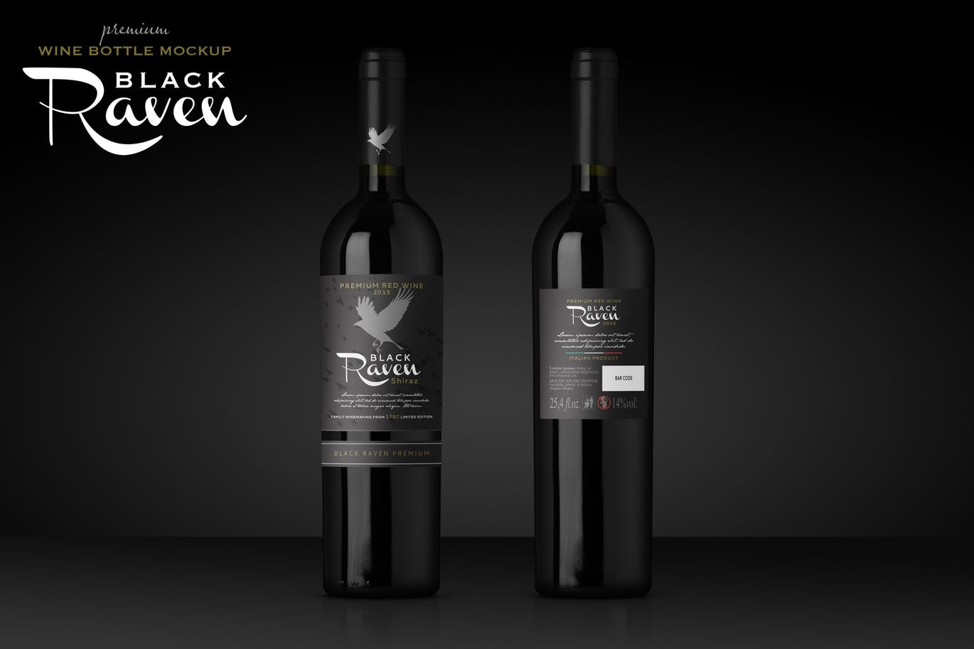 高端红酒酒瓶设计样机模板 Premium Red Wine Mockup