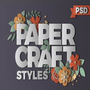 3D剪纸艺术效果图层样式 PaperCraft Photoshop Effects插图1