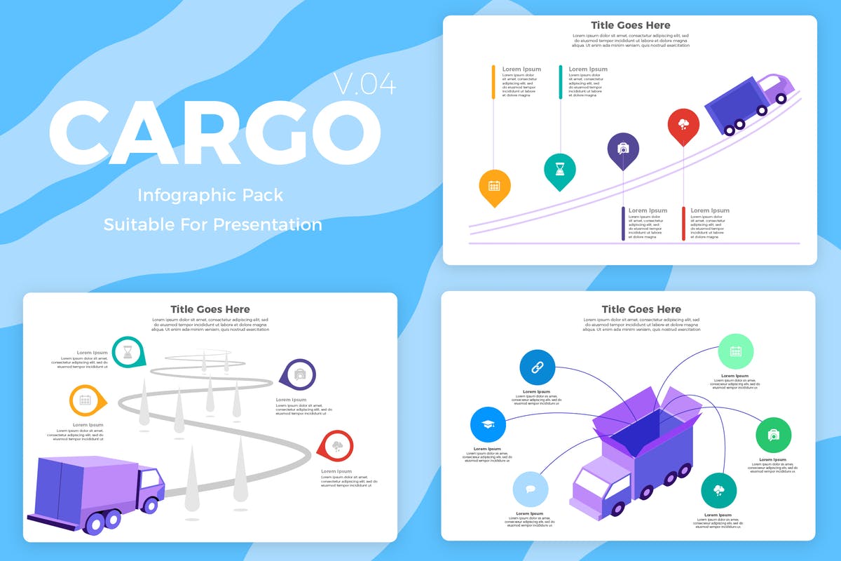 物流服务企业货车运输概念插画信息图表矢量素材v4 Cargo v4 – Infographic