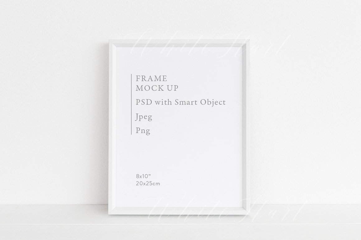 极简主义画框相框样机模板 Minimal white frame mock up – 8×10″