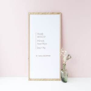 木质边框画册相框样机模板 Wooden frame mock up – 30x40cm