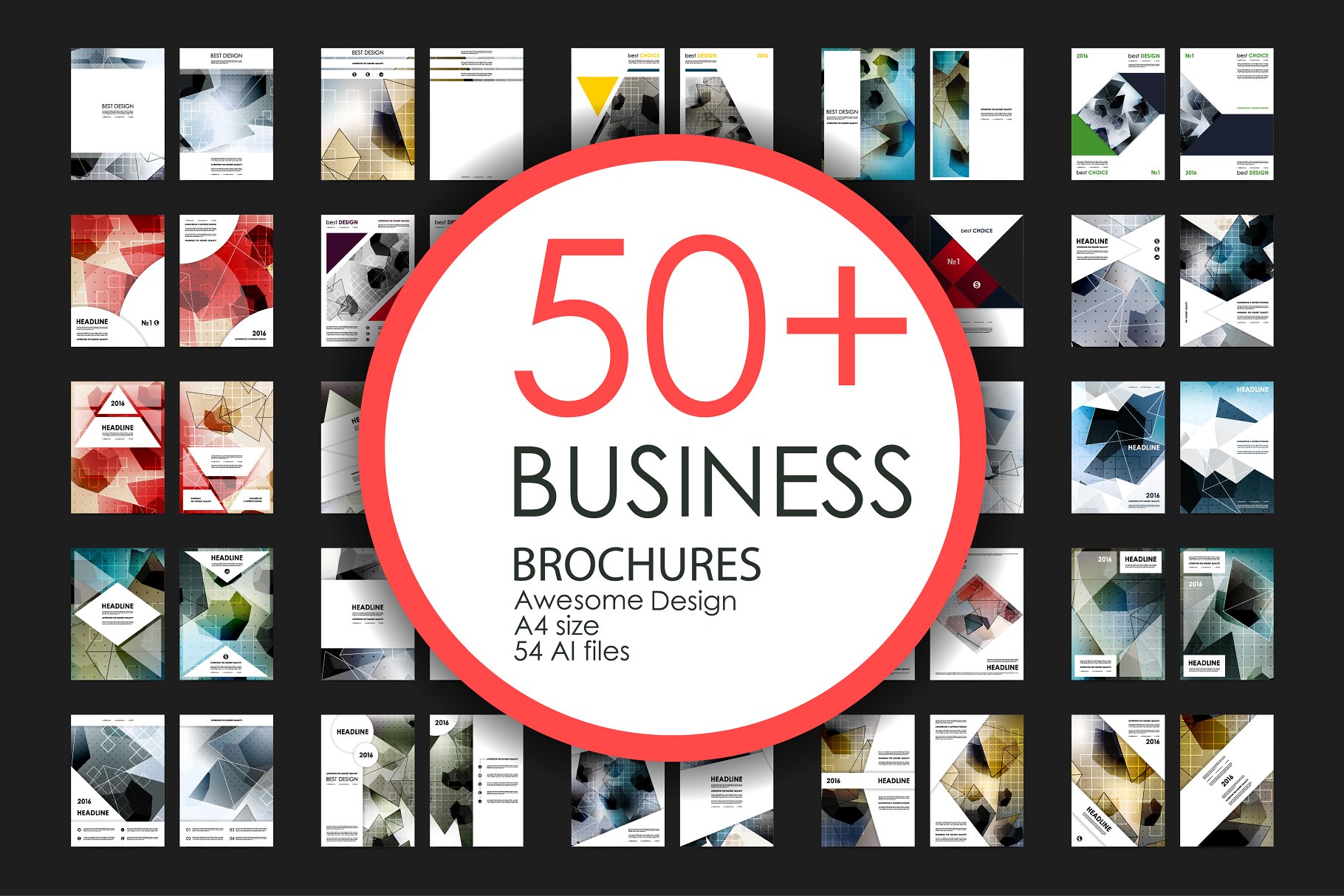 极力推荐：50+企业商业介绍宣传小册子模板 50+ Business Brochures Bundle