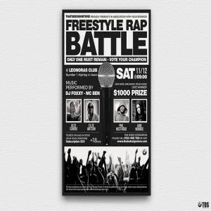 即兴说唱饶舌音乐海报PSD传单模板V4 Freestyle Rap Battle Flyer PSD V4