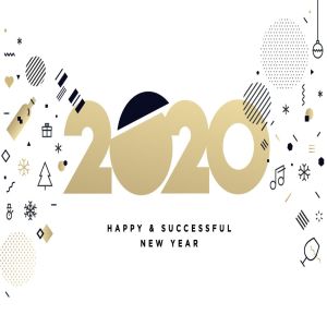 圣诞节&2020年新年主题创意数字矢量插画设计素材v4 New Year 2020 Business Greeting Card