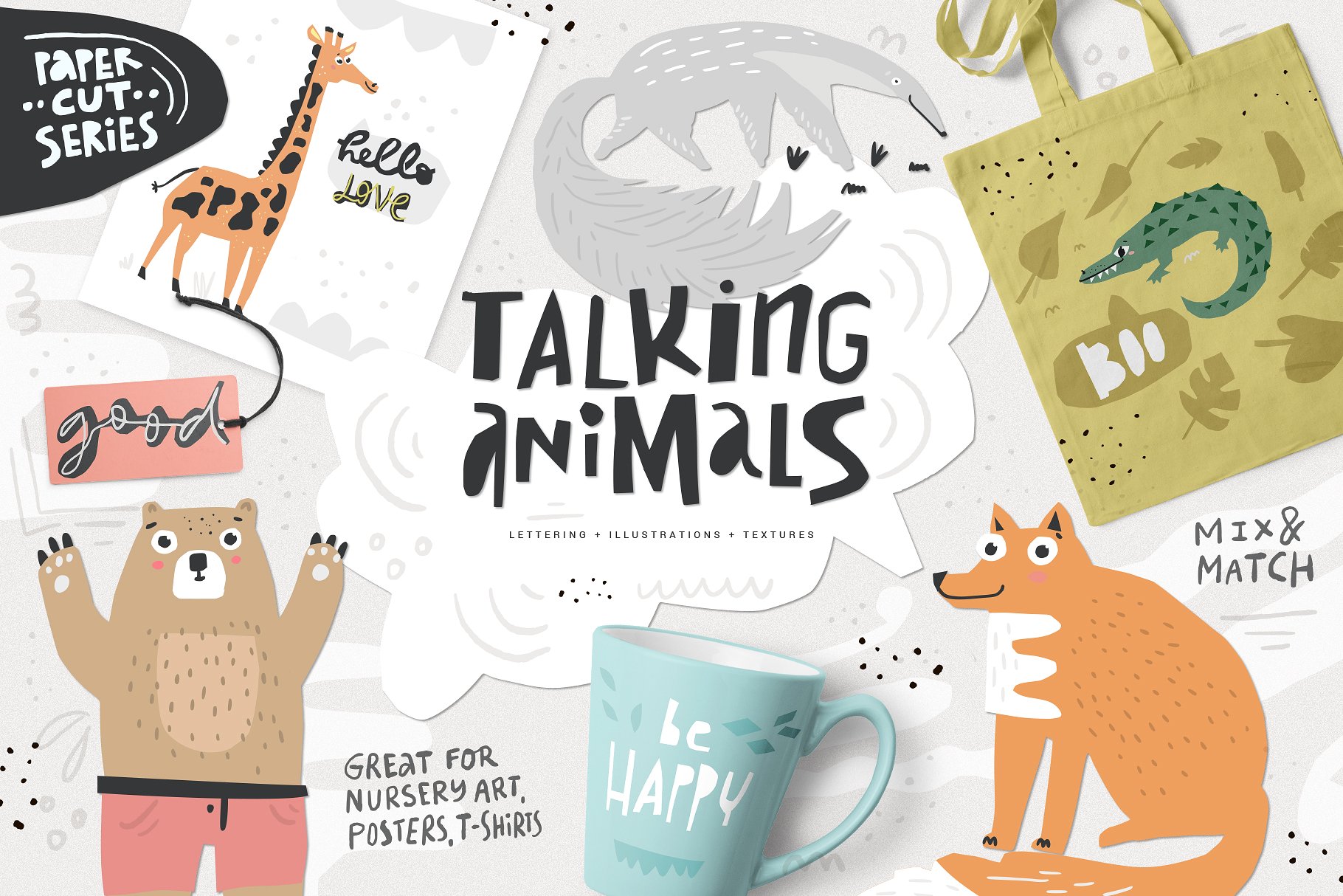 剪纸动物主题素材合集 Talking Animals Bundle