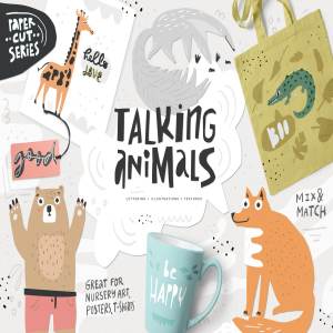 剪纸动物主题素材合集 Talking Animals Bundle