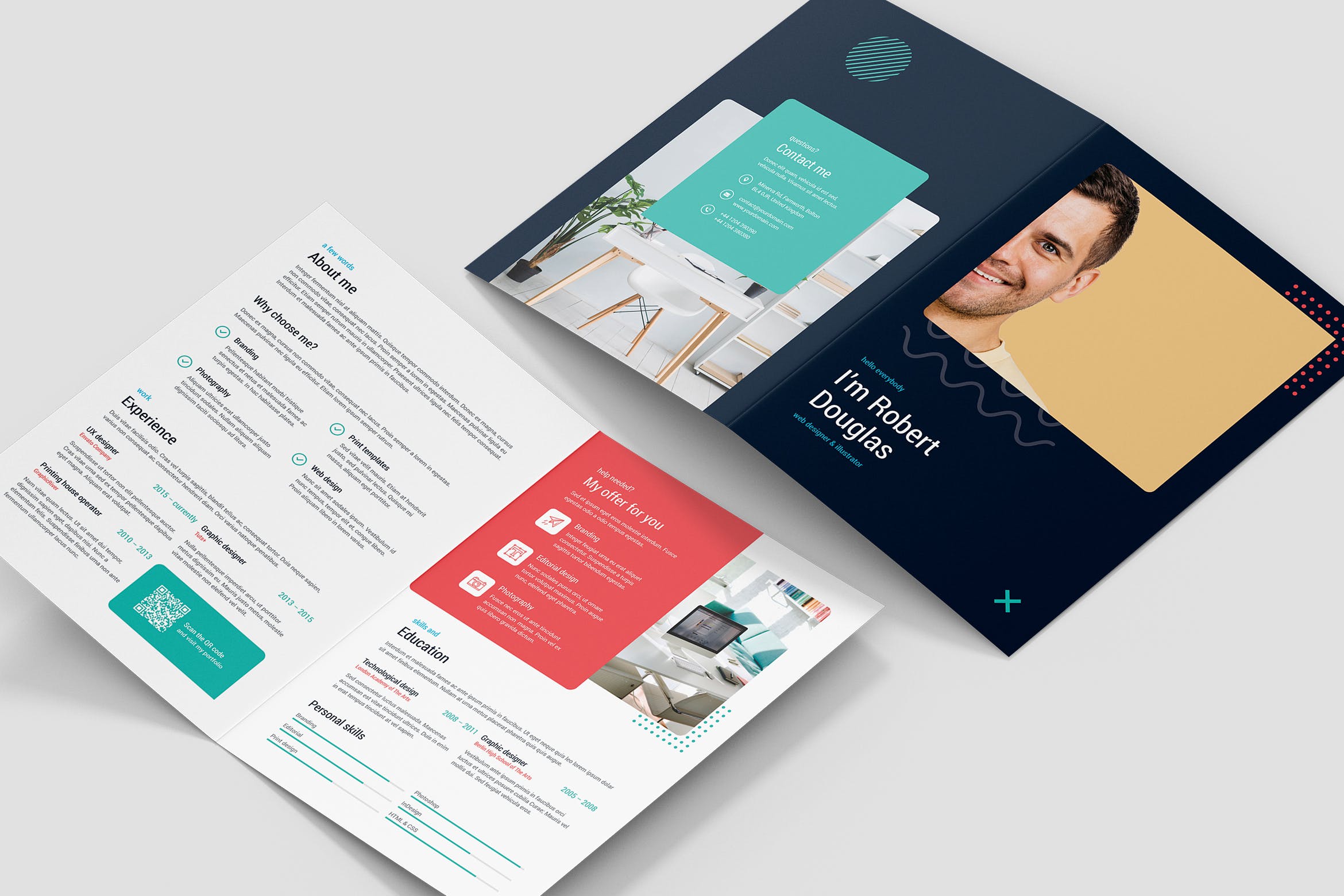 对折版式设计个人履历表设计模板 Brochure – Resume Bi-Fold