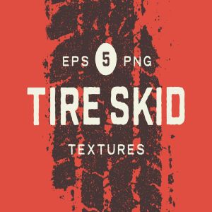 5款轮胎打滑痕迹纹理纹理矢量背景素材 Tire Skid Mark Textures