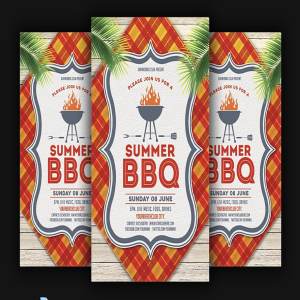 夏季假日活动烧烤主题传单模板 Summer BBQ Flyer