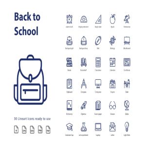 开学季校园教育主题线性图标矢量图标素材 Back To School (Line)