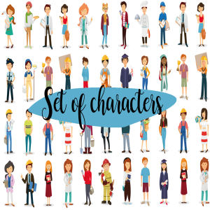 40+卡通职业形象矢量图标 Set of characters