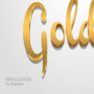 3D金属质感字体特效AI图层样式 Metallic Styles for Illustrator插图1
