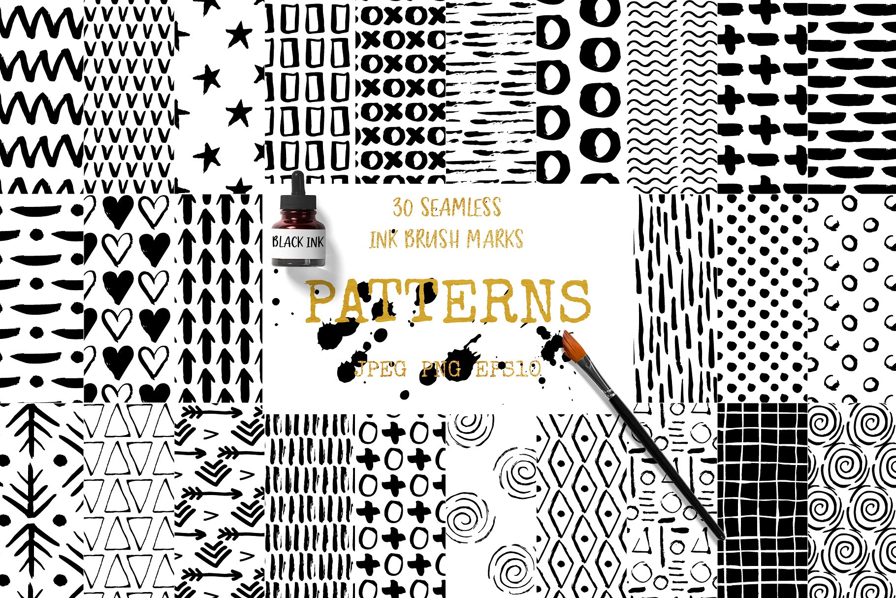 30款无缝模式的油墨图案背景纹理下载[eps,png,jpg]