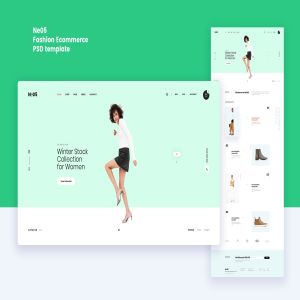 时尚女鞋电商网上商城PSD设计模板 Ne05 – Fashion Ecommerce PSD template