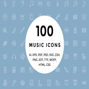 100个音乐多媒体＆娱乐主题图标 100 Music and Multimedia Icons