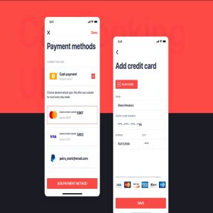 网约车APP应用UI设计之支付工具选择界面设计模板 Car Booking UI mobile concept – Payment method
