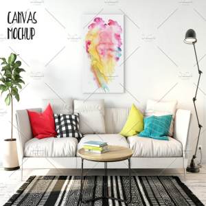 客厅挂墙画框样机02 Interior Canvas Mockup – 02