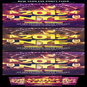独特的新年前夜派对海报模板 New Year Eve Party Flyer [psd]