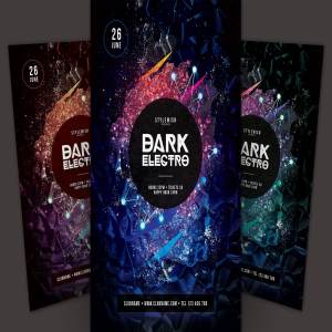 暗黑色调酷炫电子音乐活动海报传单模板 Dark Electro Flyer Template