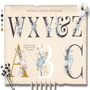植物与字母的奇思妙想插画 Botanical Curiosities Monograms