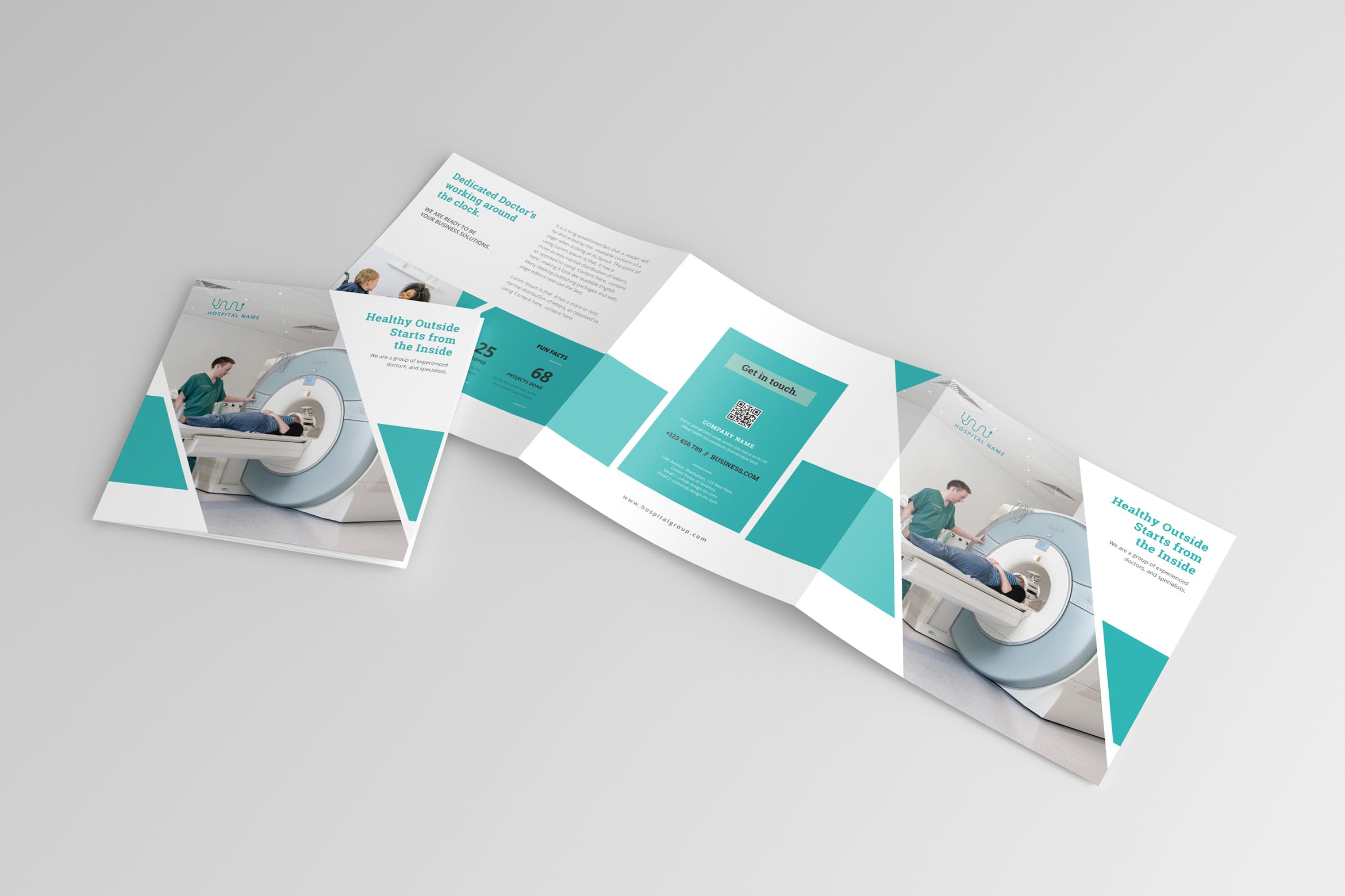 医疗健康行业方形三折页宣传册设计模板 Medical Square Trifold Brochure