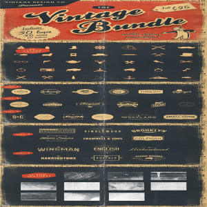 高品质复古风格设计套装 [logo模板 + 图标 + 纹理]