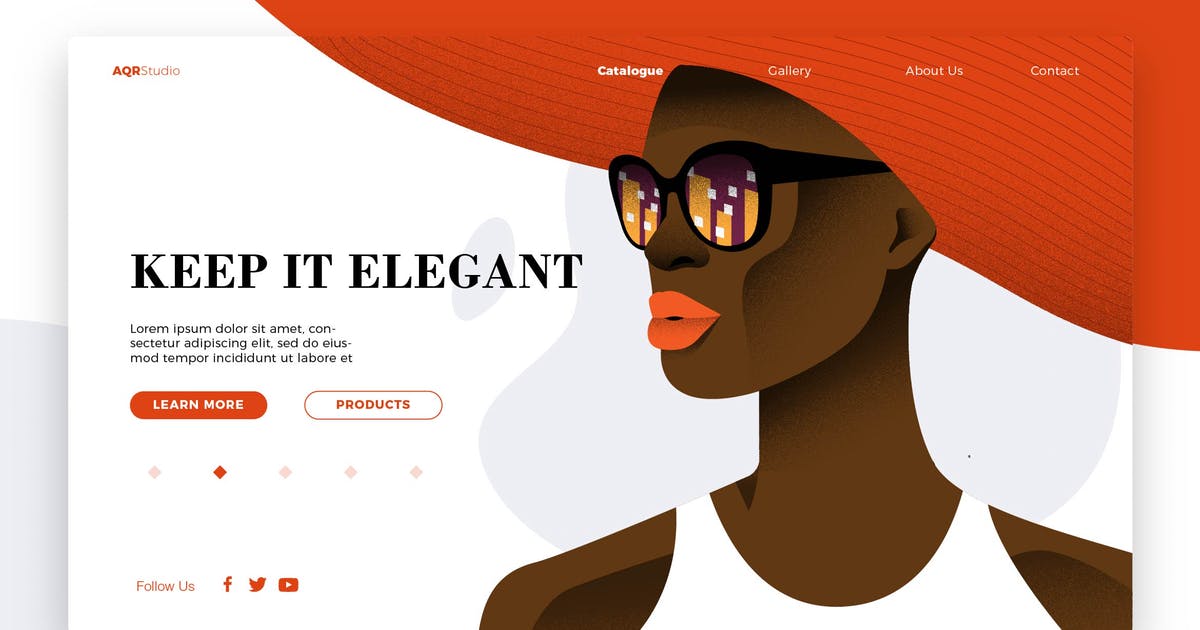 时尚人物背景概念插画网站Banner＆着陆页设计模板 Elegant – Banner & Landing Page