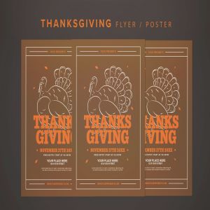 感恩节火鸡美食主题活动海报传单模板 Thanksgiving Flyer