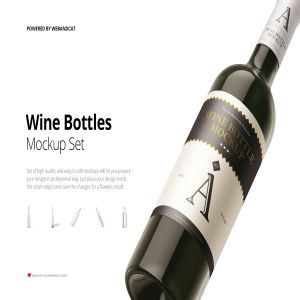 洋酒/葡萄酒酒瓶外观设计效果预览样机 Wine Bottle Mockup