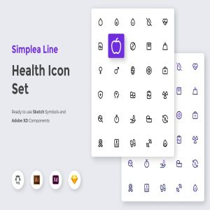 简约设计风格健康主题线性UI图标集 Simplea Line – Health Icon Set