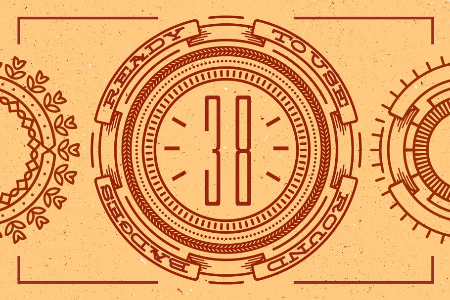 38个齿轮轴徽章线条设计logo模板 38 Line Badges