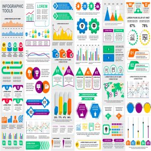 行业大数据平台信息图表可视化数据分析素材 Set Infographic Elements Template