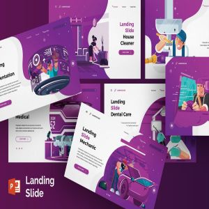 手绘插画风格创意PPT幻灯片模板 Landing Slide – Powerpoint Template