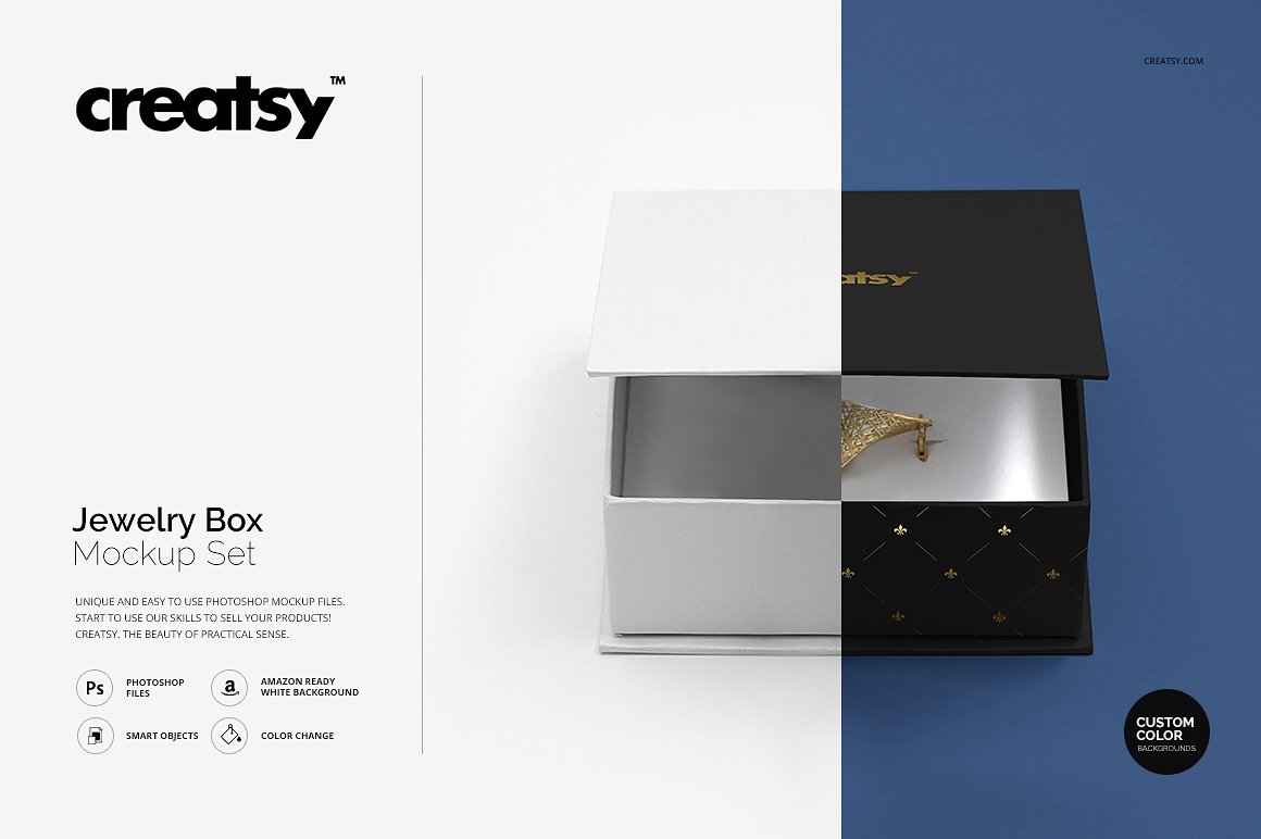 低调奢华珠宝盒礼品袋样机模板 Jewelry Box Mockup Set