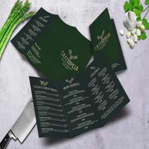 酷黑现代简约风格A4三折页菜单设计模板 Cassiopeia A4 Trifold Menu