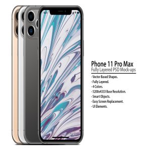 iPhone 11 Pro手机正/后视图样机模板 iPhone 11 Pro Layered PSD Face and Back Mock-ups