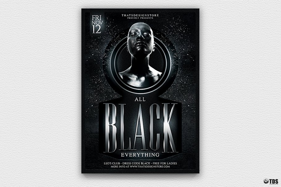 黑人服装俱乐部传单PSD模板v3 Black Party Flyer PSD V3