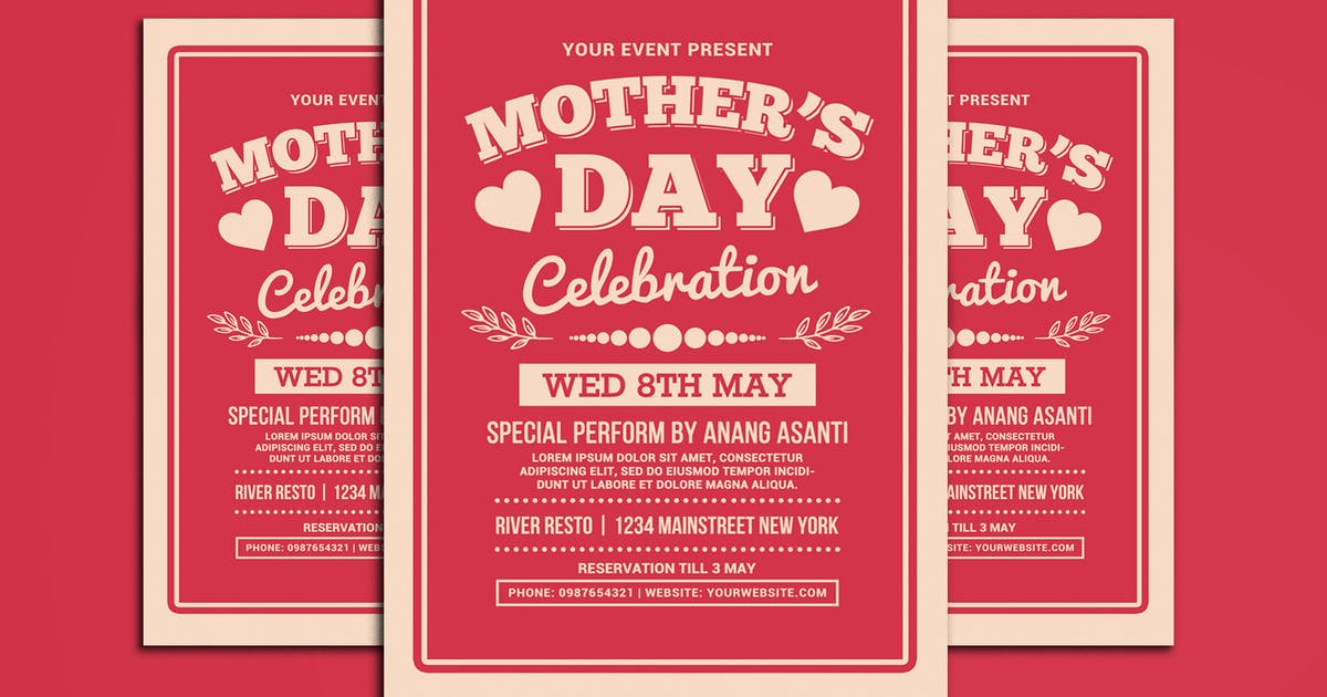 母亲节爱心庆祝活动海报传单设计