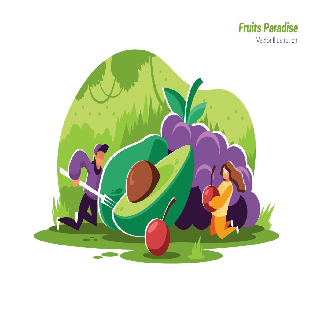 水果乐园矢量插画设计素材 Fruits Paradise – Vector Illustration插图