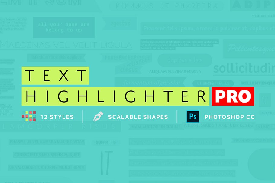 图片文本标题高亮效果PS动作 Text Highlighter Photoshop Actions