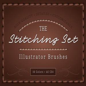 逼真缝合缝制线条AI笔刷 The Stitching Set – AI Brushes