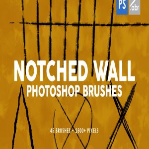 45个缺口墙痕划痕图案PS印章笔刷 45 Notched Wall Photoshop Stamp Brushes