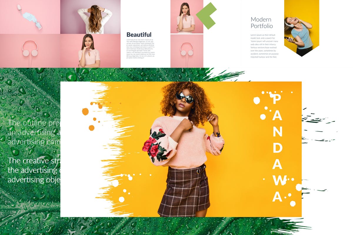 时尚摄影/时尚服饰主题PPT幻灯片设计模板 PANDAWA Powerpoint Template