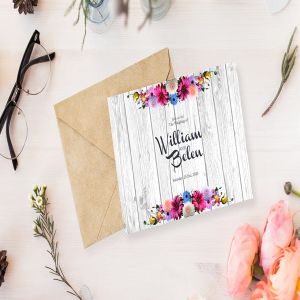 现代婚礼花卉装饰邀请函模板 Floral Wedding Invitation Card