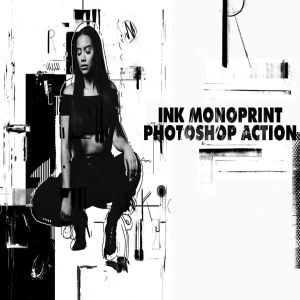 抽象海报设计油墨印刷效果PS动作 Ink Monoprint Poster Photoshop Action