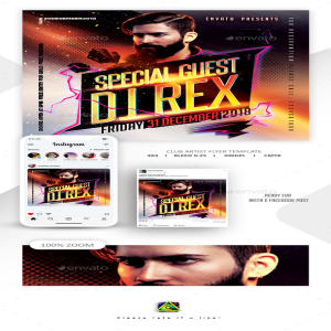 夜店DJ宣传海报模板下载 Guest Dj Flyer Template [psd]